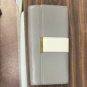 Fossil Gray and Cream Leather Wallet